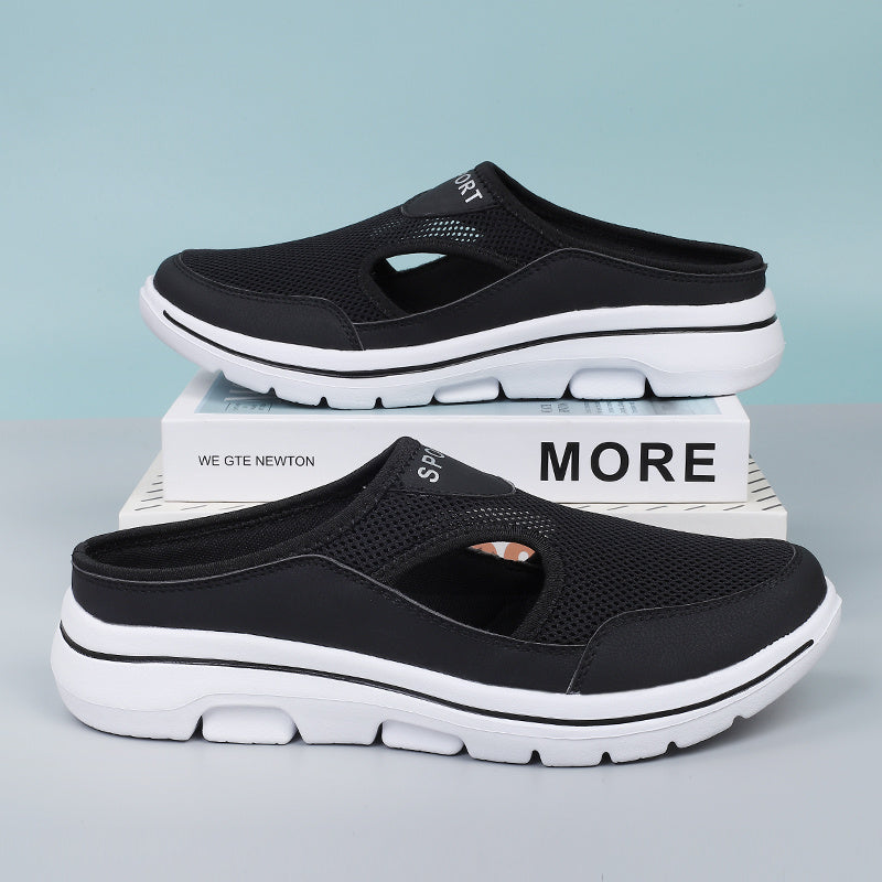 Mesh Cut Out Mules Sneakers Women's Half Slippers