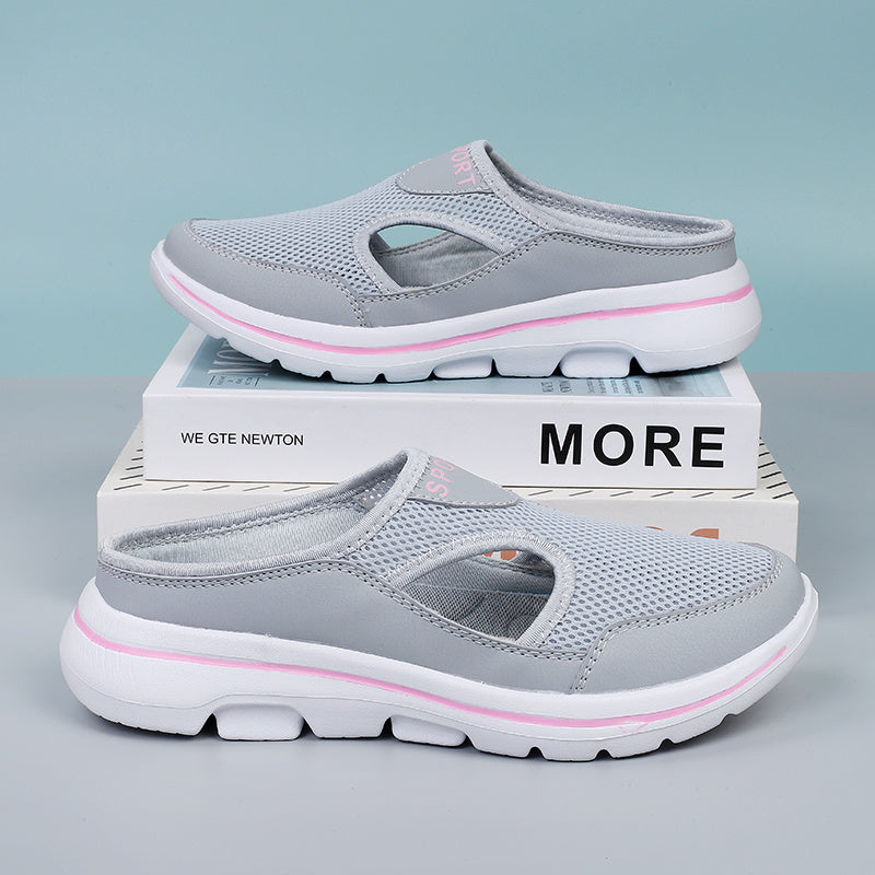 Mesh Cut Out Mules Sneakers Women's Half Slippers