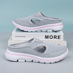 Mesh Cut Out Mules Sneakers Women's Half Slippers