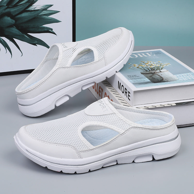 Mesh Cut Out Mules Sneakers Women's Half Slippers