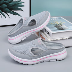 Mesh Cut Out Mules Sneakers Women's Half Slippers