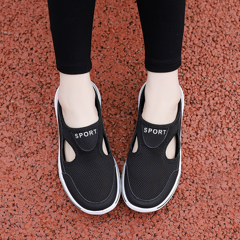 Mesh Cut Out Mules Sneakers Women's Half Slippers