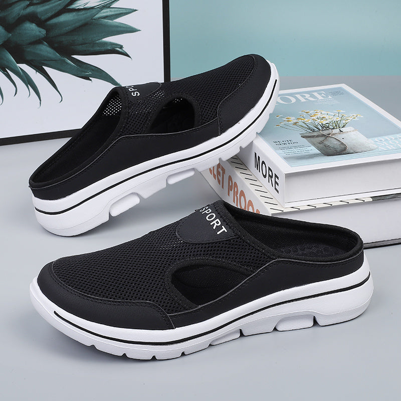 Mesh Cut Out Mules Sneakers Women's Half Slippers