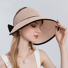 Wide Brim Crochet Sun Hat UV Protection Travel Beach Hat