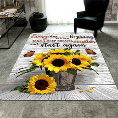 Sunflower Anti-Fatigue Shaggy Floor Carpet Rustic Home Decor Area Rug