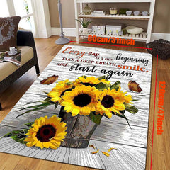 Sunflower Anti-Fatigue Shaggy Floor Carpet Rustic Home Decor Area Rug