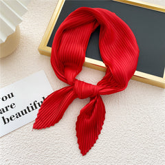 Solid Pleated Bandana Casual Neckerchief Scarf Head Wrap Bag Charm Gift