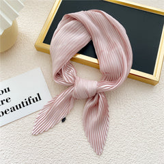 Solid Pleated Bandana Casual Neckerchief Scarf Head Wrap Bag Charm Gift