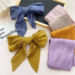 Solid Pleated Bandana Casual Neckerchief Scarf Head Wrap Bag Charm Gift