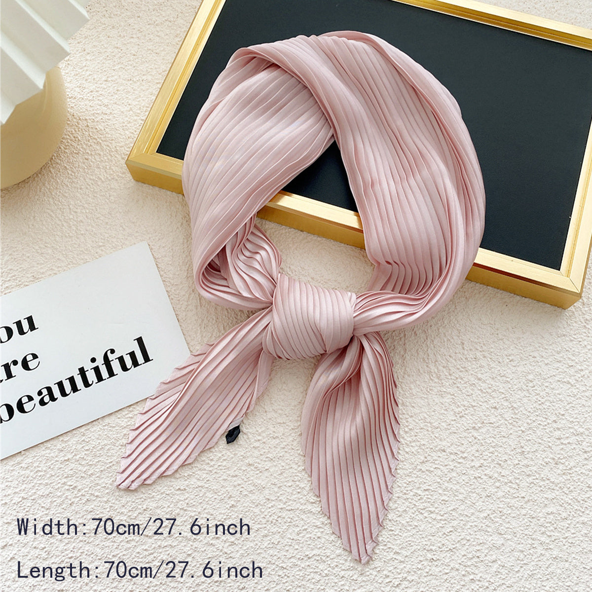 Solid Pleated Bandana Casual Neckerchief Scarf Head Wrap Bag Charm Gift