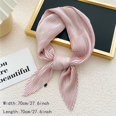 Solid Pleated Bandana Casual Neckerchief Scarf Head Wrap Bag Charm Gift