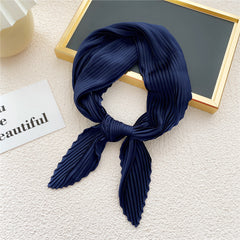 Solid Pleated Bandana Casual Neckerchief Scarf Head Wrap Bag Charm Gift