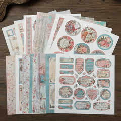 15 sheets Pink Christmas Material Paper Retro Journal Ballet Decoration