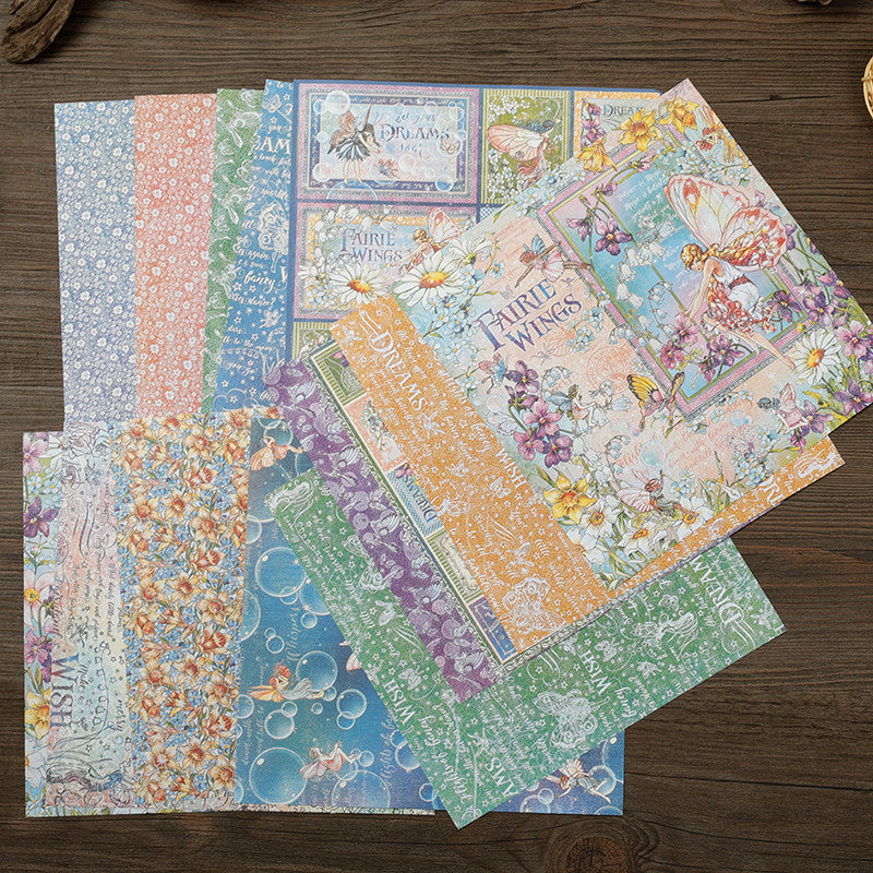15 Sheets Fairy Wings Material Paper Retro Journal Ballet DIY Stationery