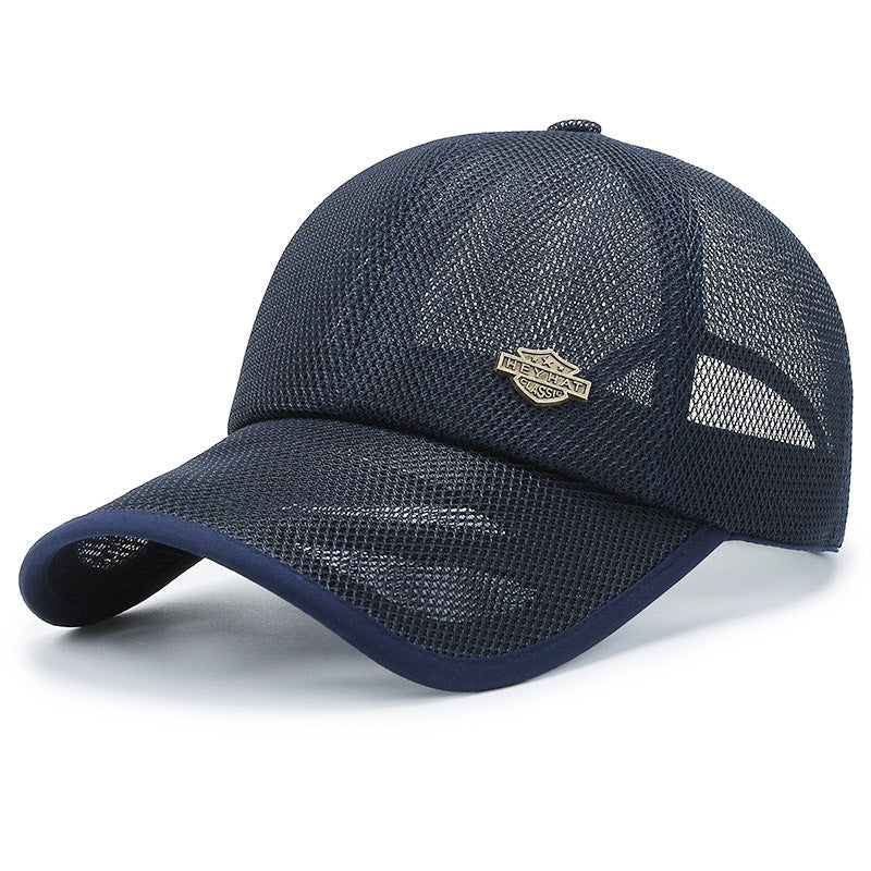 Summer Grid Hat Thin Men's Casual Baseball Cap Quick drying Mesh Breathable Peak