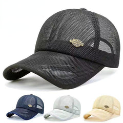 Summer Grid Hat Thin Men's Casual Baseball Cap Quick drying Mesh Breathable Peak