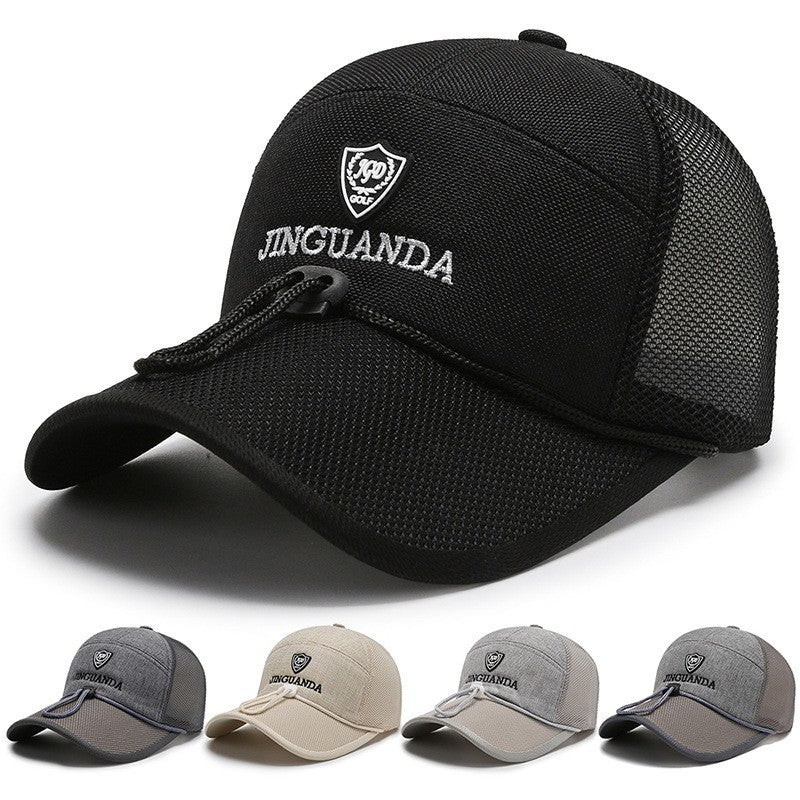 Mens Outdoor Sun Hat Quick Drying Breathable Mesh Cap Drawstring Baseball Cap