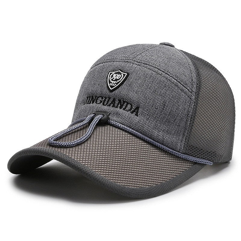 Mens Outdoor Sun Hat Quick Drying Breathable Mesh Cap Drawstring Baseball Cap