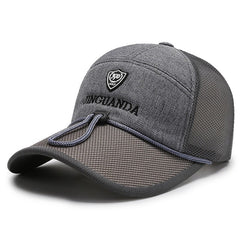 Mens Outdoor Sun Hat Quick Drying Breathable Mesh Cap Drawstring Baseball Cap