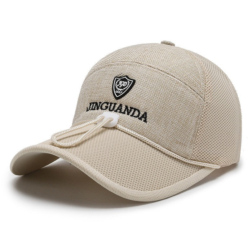 Mens Outdoor Sun Hat Quick Drying Breathable Mesh Cap Drawstring Baseball Cap