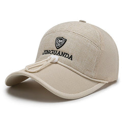 Mens Outdoor Sun Hat Quick Drying Breathable Mesh Cap Drawstring Baseball Cap