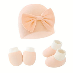 Newborn Baby Hat And Mittens & Toddler Beanie Cap & Non Slip Socks
