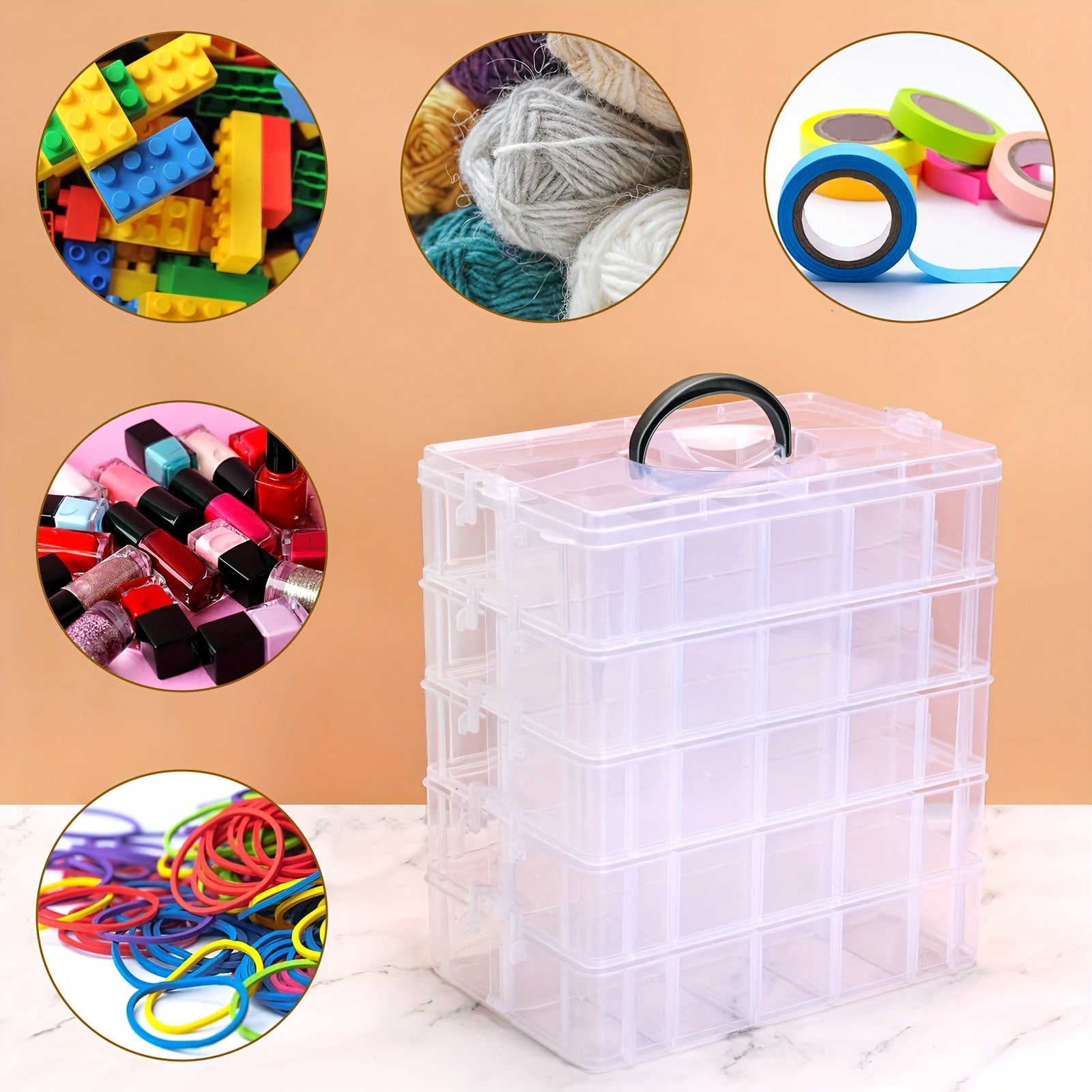 5-Layer Stackable Storage Box 50 Compartments Art Crafts Beads Paper Tape