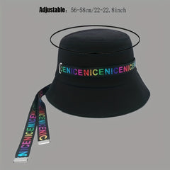 Colorful Ribbon Hip Hop Bucket Hat Solid Kpop Sunscreen Basin Hat