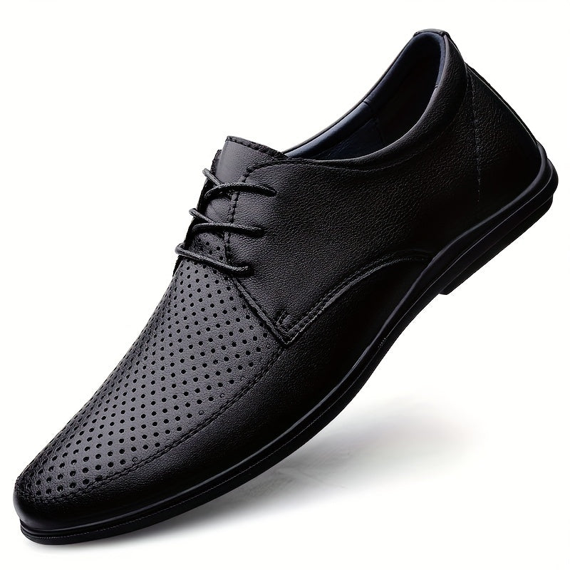 Men's Breathable Lace Up Leather Shoes Smart Casual Walking Shoes