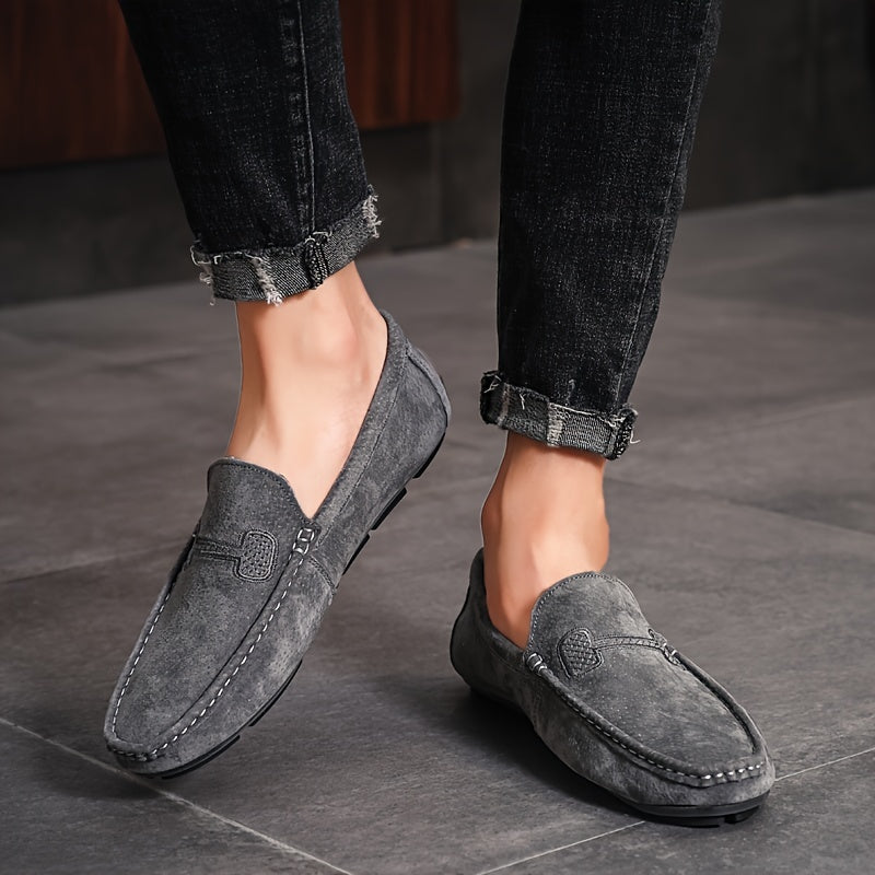Men's Stitched Loafer Shoes Rubber Sole Slip On
