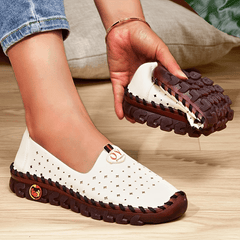 Women's Hollow Out Flat Shoes Slip On Comfy Walking Shoes