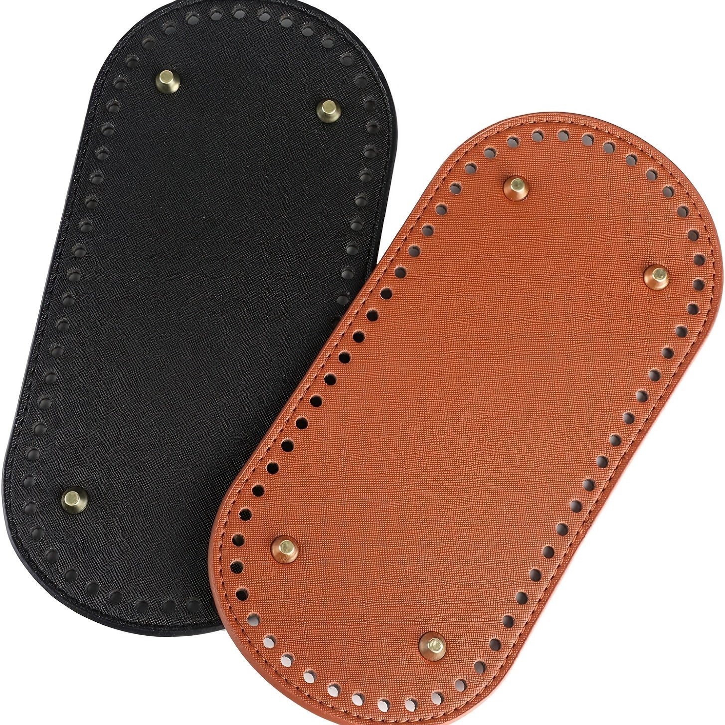 2pcs PU Leather Bag Bottom Holder Woven Bag Bottom DIY Handbag Oval