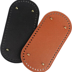 2pcs PU Leather Bag Bottom Holder Woven Bag Bottom DIY Handbag Oval