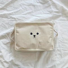 Beige Travel Diaper Bag with Bear Durable Polyester