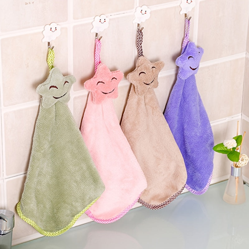 1pc Happy Face Hand Wipe Towel Outdoor Camp Kitchen Absorbent Small Rag