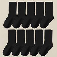 10 Pairs Women's Solid Socks, Comfy & Breathable All Match Stockings