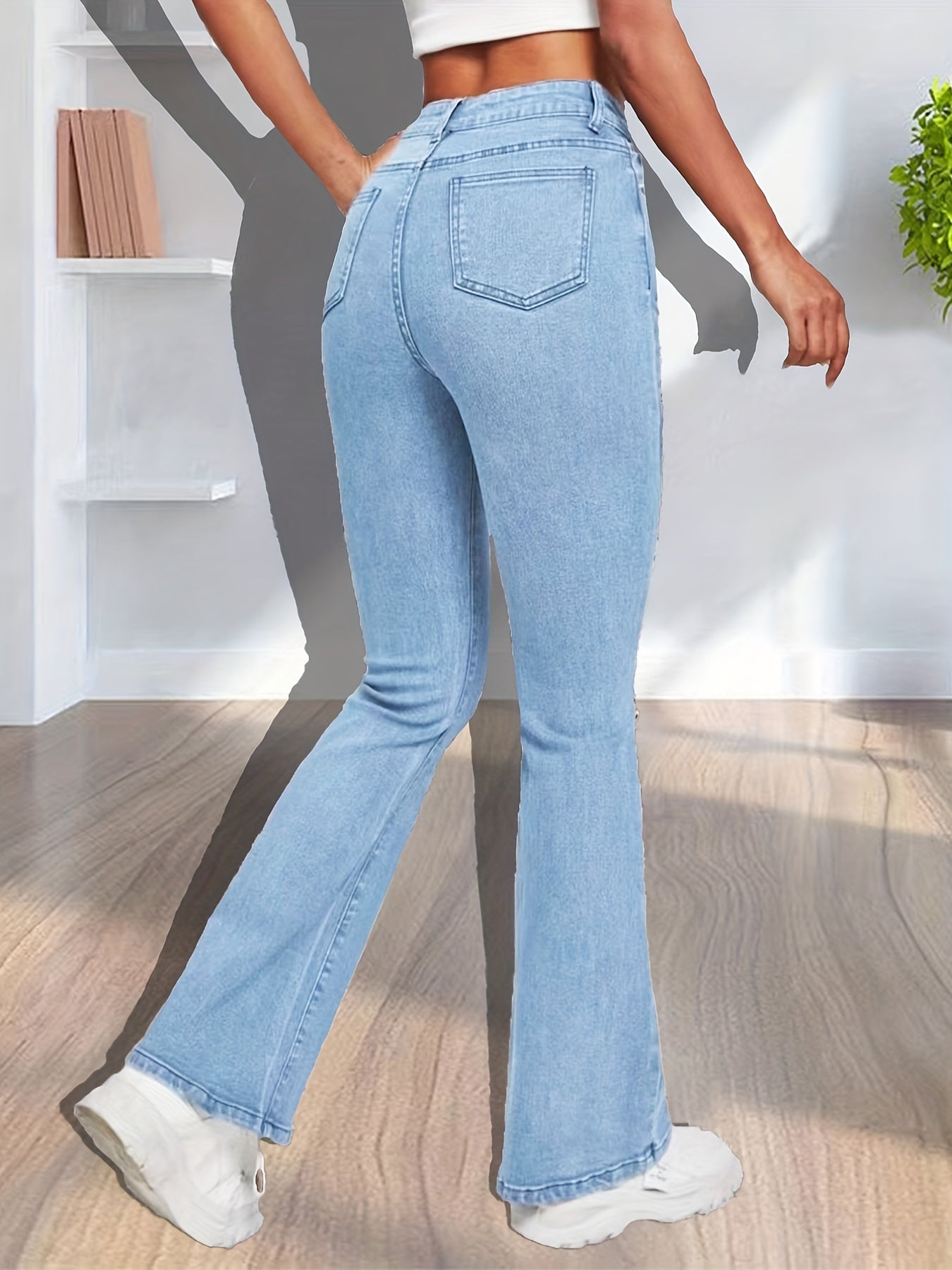 High Stretch Flared Jeans Wide Leg Denim Women's Pants