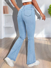 High Stretch Flared Jeans Wide Leg Denim Women's Pants