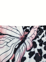 Plus Leopard & Butterfly Print Long Sleeve Top & Leggings Set