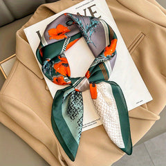 70 0cm Plant Printed Silk Square Scarf