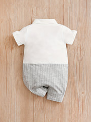 Baby Boys Striped Short Sleeve Gentleman Romper