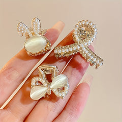 Mini Faux Pearl Metal Hair Clips for Girls