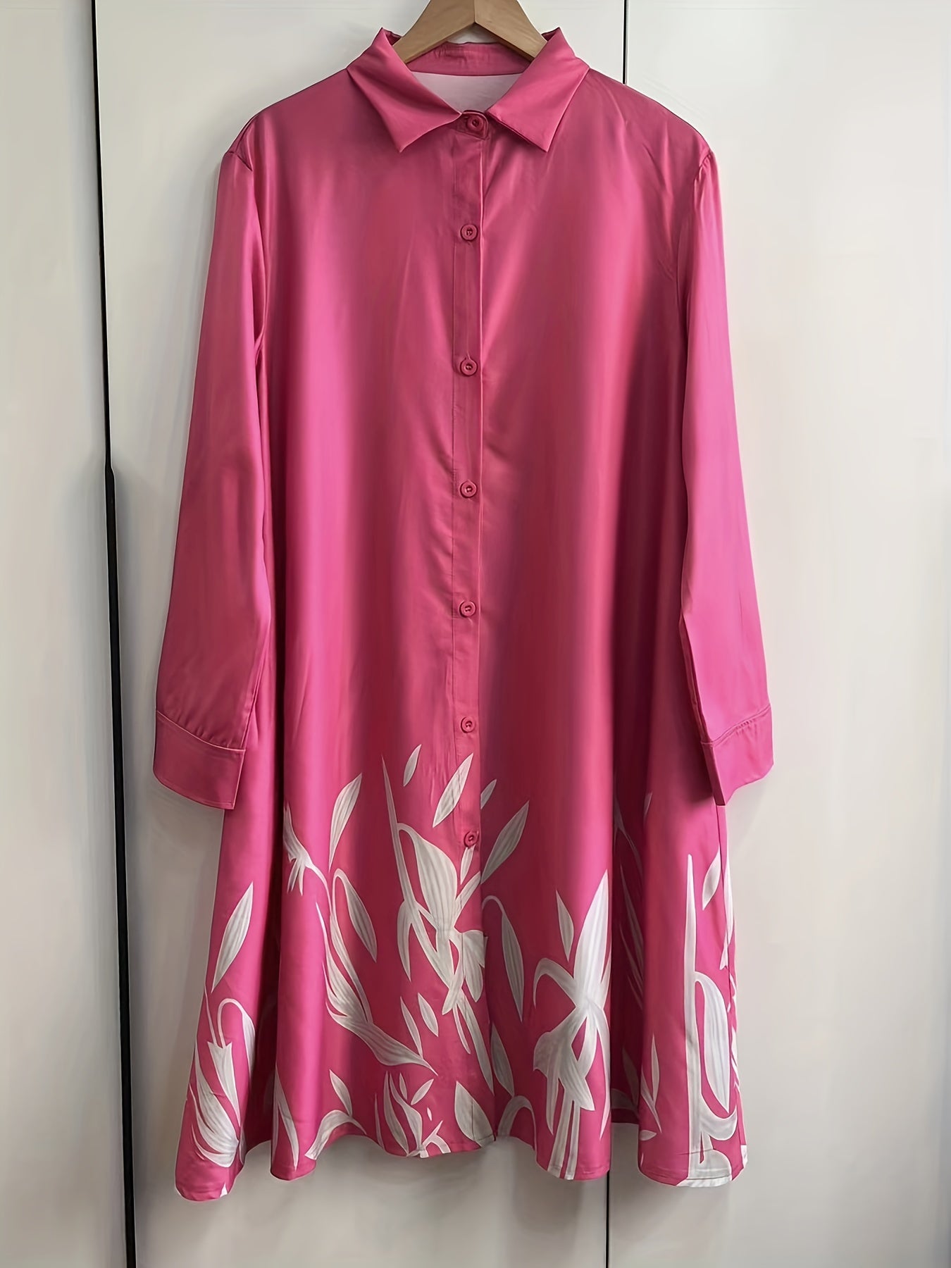 Retro Blouse Women's Plus Floral Print Long Sleeve Button Up