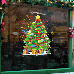 Christmas Window Clings Merry Christmas Tree Gift Pattern Decals