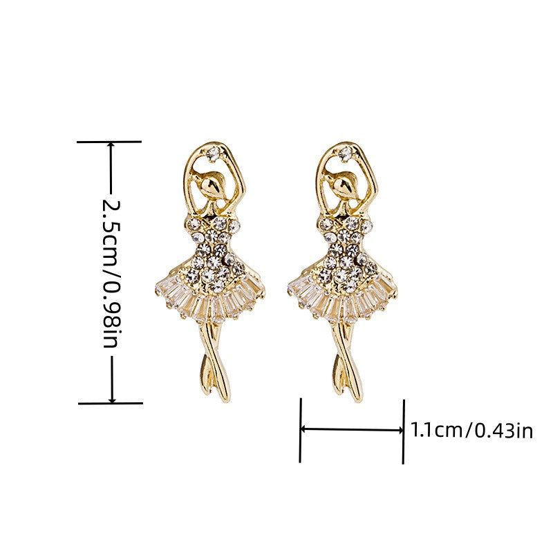 Y2K Ballerina Stud Earrings for Girls
