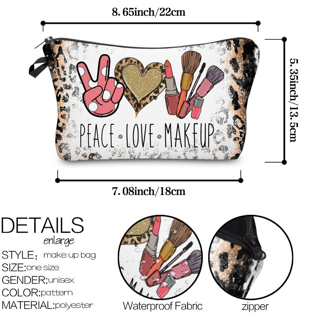 Waterproof Leopard Makeup Bag for Women Travel Toiletry Storage