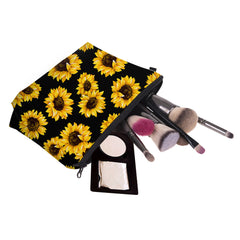 Waterproof Sunflower Makeup Bag Zipper Clutch Organizer Toiletry Storage Travel