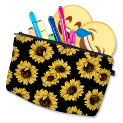 Waterproof Sunflower Makeup Bag Zipper Clutch Organizer Toiletry Storage Travel