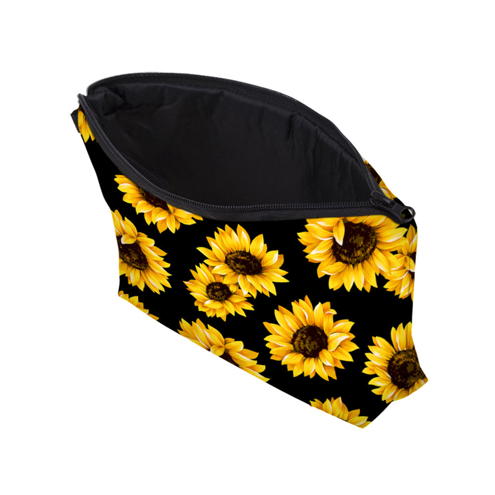 Waterproof Sunflower Makeup Bag Zipper Clutch Organizer Toiletry Storage Travel