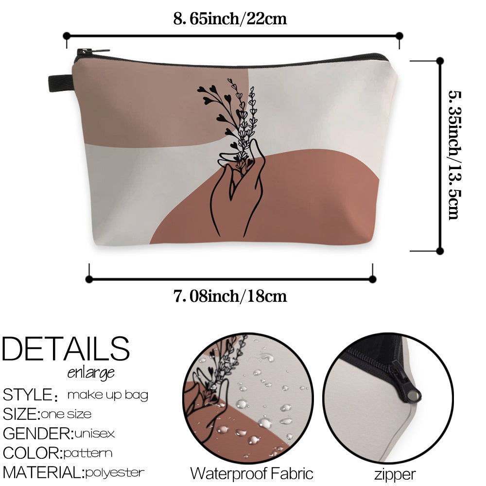 Hand & Floral Pattern Makeup Bag Cosmetic Bag For Women